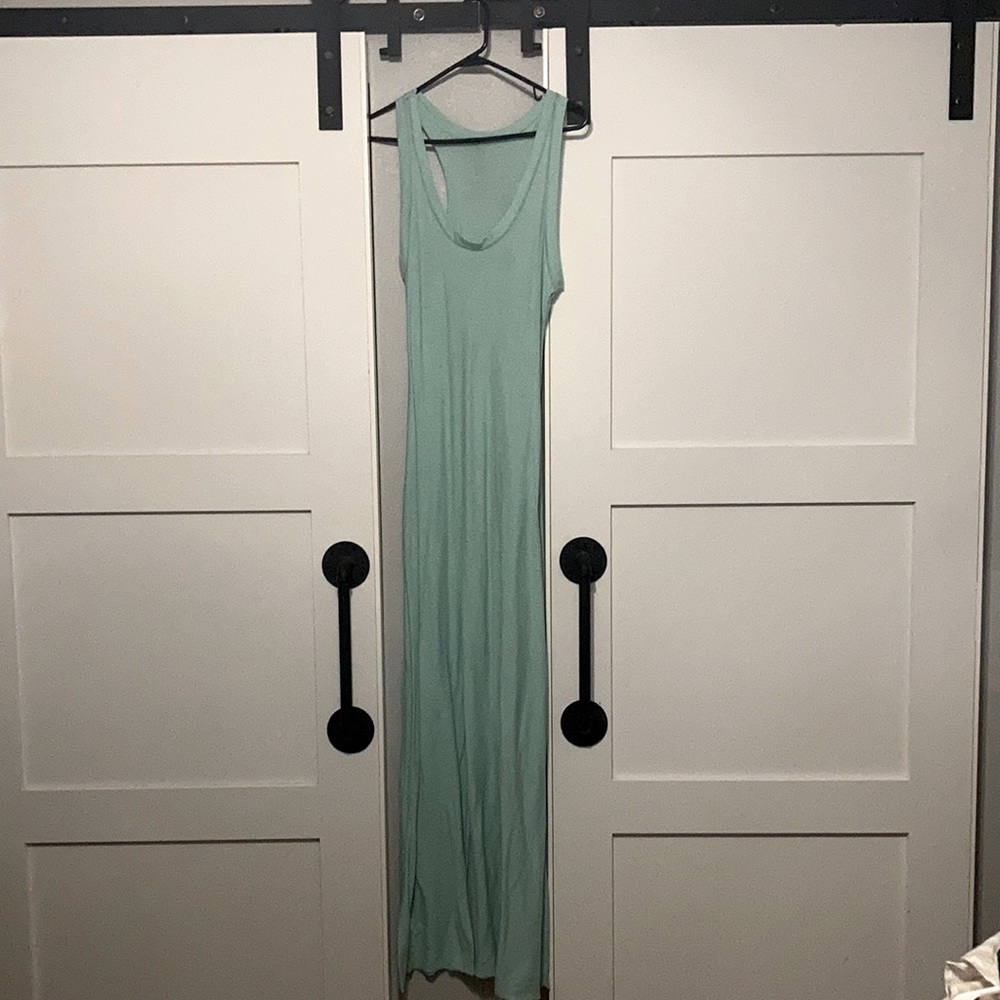 Maxj teal long neck dress